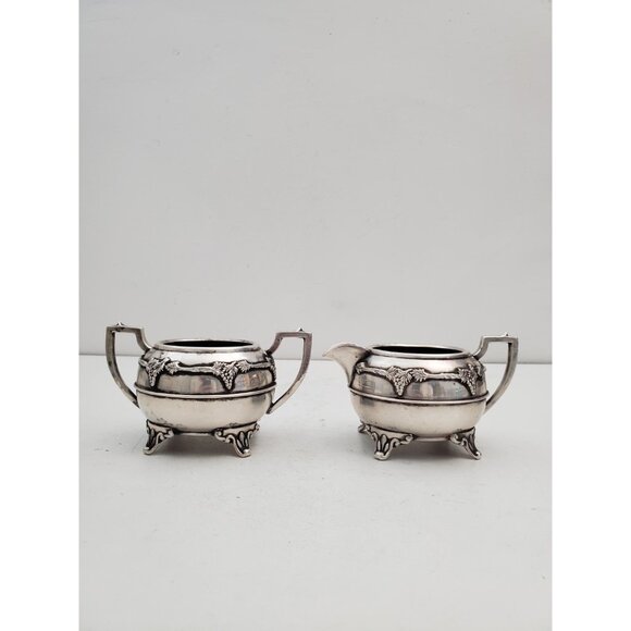 Vintage Sugar Bowl and Creamer Pitcher with Handle -silver plated Irvinware, - Picture 9 of 10